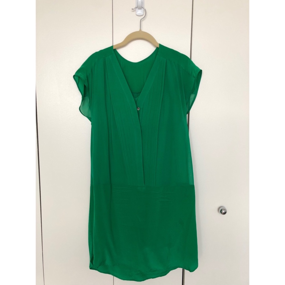 Green silk dress